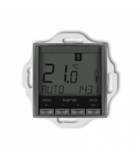 ICON Mechanizm uniwersalnego elektronicznego tygodniowego regulatora temperatury (podświetlenie niebieskie) Grafitowy Karlik 11IRT-3.2