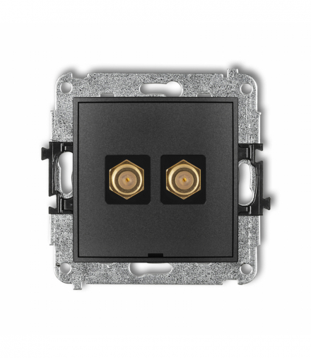 ICON Mechanizm gniazda antenowego podwójnego typu F (SAT) pozłacany, bez pola opisowego Grafitowy Karlik 11IGFBO-2.1