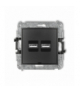 ICON Mechanizm ładowarki USB podwójnej 2xUSB A, 15,5W max., 5V, 3.1A, bez pola opisowego Grafitowy Karlik 11ICUSBBO-6