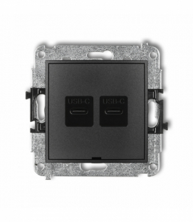 ICON Mechanizm ładowarki USB podwójnej 2xUSB C, 20W max., bez pola opisowego Grafitowy Karlik 11ICUSBBO-7