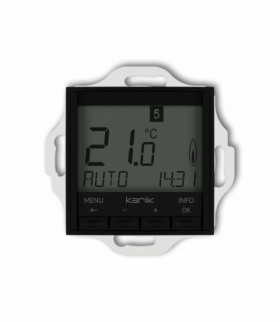 ICON Mechanizm uniwersalnego elektronicznego tygodniowego regulatora temperatury (podświetlenie niebieskie) Czarny mat Karlik 12IRT-3.2