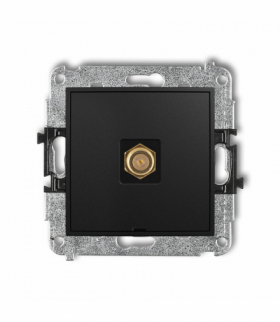 ICON Mechanizm gniazda antenowego pojedynczego typu F (SAT) pozłacany, bez pola opisowego Czarny mat Karlik 12IGFBO-1.1
