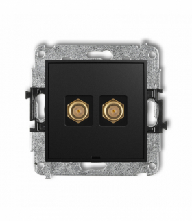 ICON Mechanizm gniazda antenowego podwójnego typu F (SAT) pozłacany, bez pola opisowego Czarny mat Karlik 12IGFBO-2.1