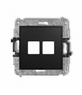 ICON Mechanizm gniazda multimedialnego podwójnego bez modułu, bez pola opisowego (standard Keystone) Czarny mat Karlik 12IGMBO-2P