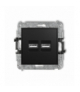 ICON Mechanizm ładowarki USB podwójnej 2xUSB A, 15,5W max., 5V, 3.1A, bez pola opisowego Czarny mat Karlik 12ICUSBBO-6