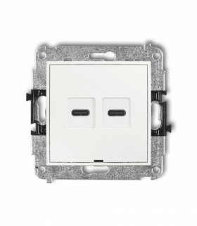 ICON Mechanizm ładowarki USB podwójnej 2xUSB C, 20W max., bez pola opisowego Biały mat Karlik 25ICUSBBO-7