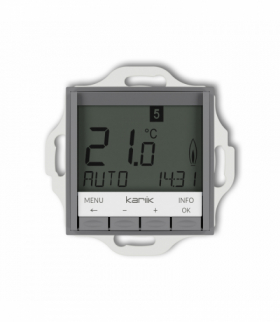 ICON Mechanizm uniwersalnego elektronicznego tygodniowego regulatora temperatury (podświetlenie białe) Szary mat Karlik 27IRT-3.1