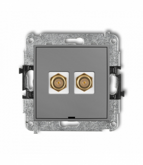 ICON Mechanizm gniazda antenowego podwójnego typu F (SAT) pozłacany, bez pola opisowego Szary mat Karlik 27IGFBO-2.1