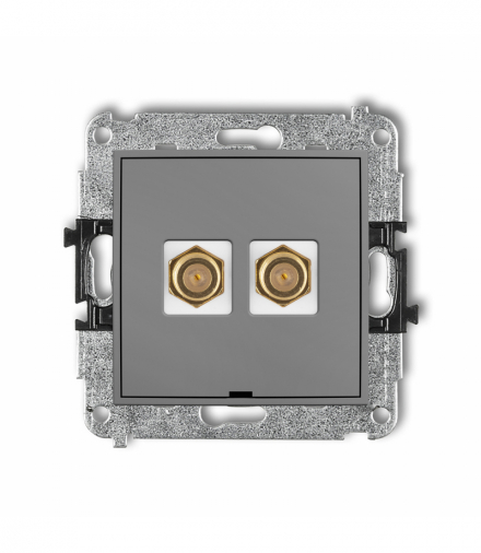 ICON Mechanizm gniazda antenowego podwójnego typu F (SAT) pozłacany, bez pola opisowego Szary mat Karlik 27IGFBO-2.1