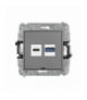 ICON Mechanizm ładowarki USB podwójnej USB C + USB A, 20W max., bez pola opisowego Szary mat Karlik 27ICUSBBO-8