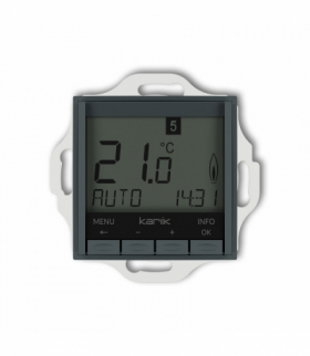 ICON Mechanizm uniwersalnego elektronicznego tygodniowego regulatora temperatury (podświetlenie niebieskie) Grafitowy mat Karlik 28IRT-3.2