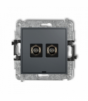 ICON Mechanizm gniazda antenowego podwójnego typu F (SAT) niklowany, bez pola opisowego Grafitowy mat Karlik 28IGFBO-2