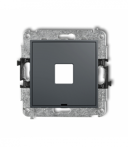 ICON Mechanizm gniazda multimedialnego pojedynczego bez modułu, bez pola opisowego (standard Keystone) Grafitowy mat Karlik 28IGMBO-1P