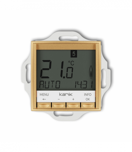 ICON Mechanizm uniwersalnego elektronicznego tygodniowego regulatora temperatury (podświetlenie niebieskie) Złoty Karlik 29IRT-3.2