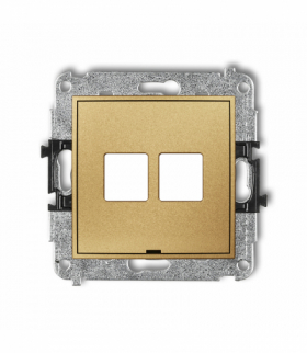 ICON Mechanizm gniazda multimedialnego podwójnego bez modułu, bez pola opisowego (standard Keystone) Złoty Karlik 29IGMBO-2P