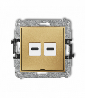 ICON Mechanizm ładowarki USB podwójnej 2xUSB C, 20W max., bez pola opisowego Złoty Karlik 29ICUSBBO-7