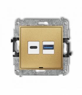 ICON Mechanizm ładowarki USB podwójnej USB C + USB A, 20W max., bez pola opisowego Złoty Karlik 29ICUSBBO-8