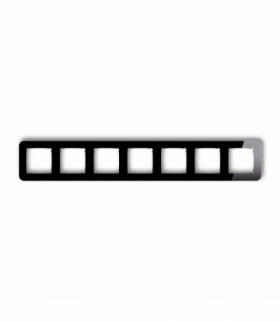 ICON Ramka uniwersalna siedmiokrotna zaokrąglona - efekt szkła (ramka: czarna, spód: grafitowy mat) Czarny Karlik 12-28-IRSZ-7