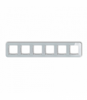 ICON Ramka uniwersalna sześciokrotna zaokrąglona - efekt szkła (ramka: szara, spód: biały) Szary Karlik 15-0-IRSZ-6