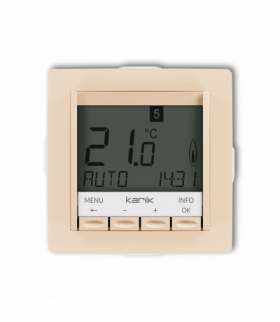 DECO Mechanizm uniwersalnego elektronicznego tygodniowego regulatora temperatury (podświetlenie białe) Beżowy Karlik 1DRT-3.1