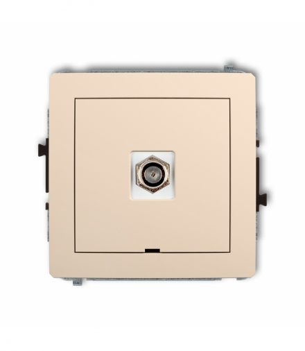 DECO Mechanizm gniazda antenowego pojedynczego typu F (SAT) niklowany, bez pola opisowego Beżowy Karlik 1DGFBO-1