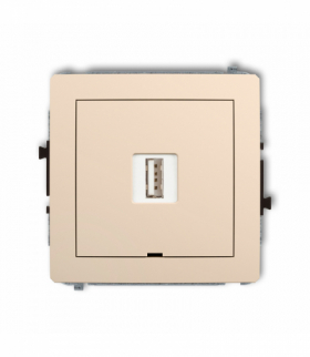 DECO Mechanizm ładowarki USB pojedynczej USB A, 5W max., 5V, 1A, bez pola opisowego Beżowy Karlik 1DCUSBBO-1
