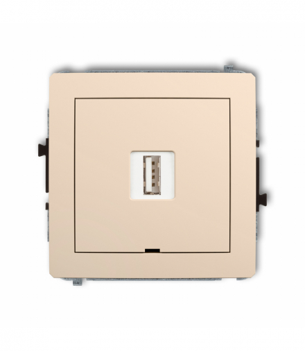 DECO Mechanizm ładowarki USB pojedynczej USB A, 5W max., 5V, 1A, bez pola opisowego Beżowy Karlik 1DCUSBBO-1