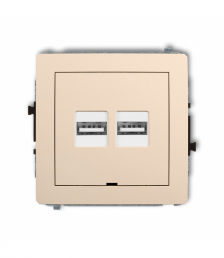 DECO Mechanizm ładowarki USB podwójnej 2xUSB A, 15,5W max., 5V, 3.1A, bez pola opisowego Beżowy Karlik 1DCUSBBO-6