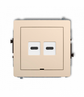 DECO Mechanizm ładowarki USB podwójnej 2xUSB C, 20W max., bez pola opisowego Beżowy Karlik 1DCUSBBO-7