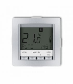 DECO Mechanizm uniwersalnego elektronicznego tygodniowego regulatora temperatury (podświetlenie niebieskie) Srebrny metalik Karlik 7DRT-3.2