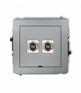 DECO Mechanizm gniazda antenowego podwójnego typu F (SAT) niklowany, bez pola opisowego Srebrny metalik Karlik 7DGFBO-2