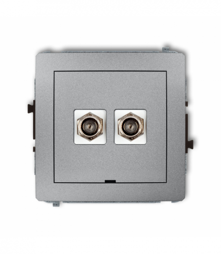 DECO Mechanizm gniazda antenowego podwójnego typu F (SAT) niklowany, bez pola opisowego Srebrny metalik Karlik 7DGFBO-2