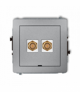 DECO Mechanizm gniazda antenowego podwójnego typu F (SAT) pozłacany, bez pola opisowego Srebrny metalik Karlik 7DGFBO-2.1