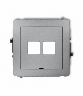 DECO Mechanizm gniazda multimedialnego podwójnego bez modułu, bez pola opisowego (standard Keystone) Srebrny metalik Karlik 7DGMBO-2P