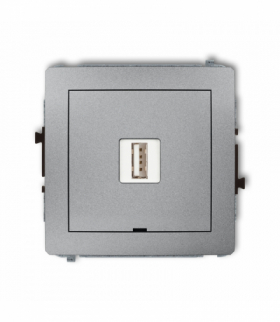 DECO Mechanizm ładowarki USB pojedynczej USB A, 5W max., 5V, 1A, bez pola opisowego Srebrny metalik Karlik 7DCUSBBO-1