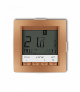 DECO Mechanizm uniwersalnego elektronicznego tygodniowego regulatora temperatury (podświetlenie białe) Złoty metalik Karlik 8DRT-3.1
