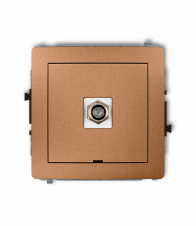 DECO Mechanizm gniazda antenowego pojedynczego typu F (SAT) niklowany, bez pola opisowego Złoty metalik Karlik 8DGFBO-1