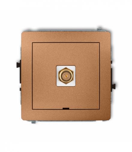 DECO Mechanizm gniazda antenowego pojedynczego typu F (SAT) pozłacany, bez pola opisowego Złoty metalik Karlik 8DGFBO-1.1