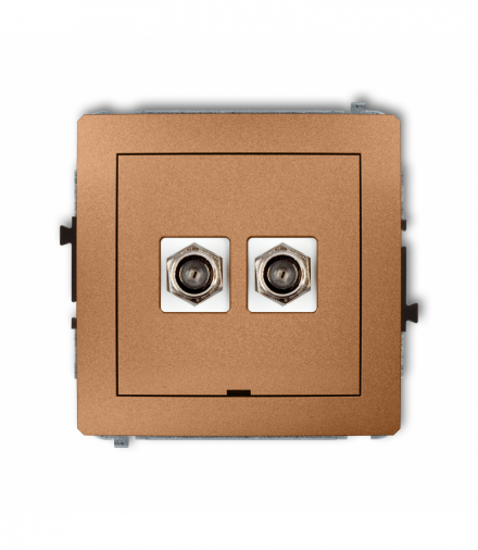 DECO Mechanizm gniazda antenowego podwójnego typu F (SAT) niklowany, bez pola opisowego Złoty metalik Karlik 8DGFBO-2