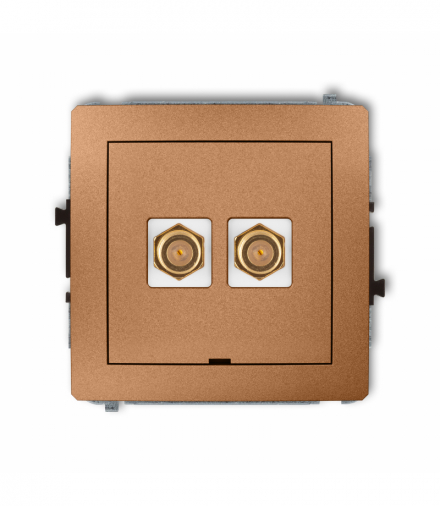 DECO Mechanizm gniazda antenowego podwójnego typu F (SAT) pozłacany, bez pola opisowego Złoty metalik Karlik 8DGFBO-2.1