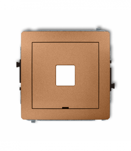 DECO Mechanizm gniazda multimedialnego pojedynczego bez modułu, bez pola opisowego (standard Keystone) Złoty metalik Karlik 8DGMBO-1P