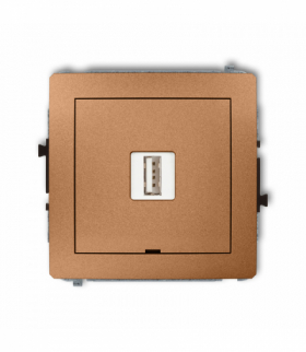 DECO Mechanizm ładowarki USB pojedynczej USB A, 5W max., 5V, 1A, bez pola opisowego Złoty metalik Karlik 8DCUSBBO-1