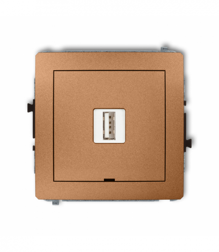DECO Mechanizm ładowarki USB pojedynczej USB A, 10W max., 5V, 2A, bez pola opisowego Złoty metalik Karlik 8DCUSBBO-3