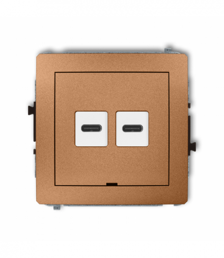 DECO Mechanizm ładowarki USB podwójnej 2xUSB C, 20W max., bez pola opisowego Złoty metalik Karlik 8DCUSBBO-7