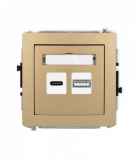 DECO Mechanizm ładowarki USB podwójnej USB C + USB A, 20W max. Złoty metalik Karlik 8DCUSB-8