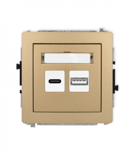 DECO Mechanizm ładowarki USB podwójnej USB C + USB A, 20W max. Złoty metalik Karlik 8DCUSB-8