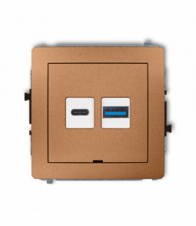 DECO Mechanizm ładowarki USB podwójnej USB C + USB A, 20W max., bez pola opisowego Złoty metalik Karlik 8DCUSBBO-8