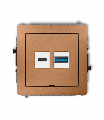 DECO Mechanizm ładowarki USB podwójnej USB C + USB A, 20W max., bez pola opisowego Złoty metalik Karlik 8DCUSBBO-8