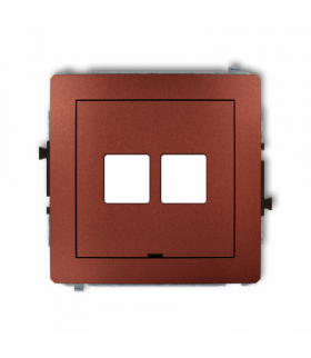 DECO Mechanizm gniazda multimedialnego podwójnego bez modułu, bez pola opisowego (standard Keystone) Brązowy metalik Karlik 9DGMBO-2P