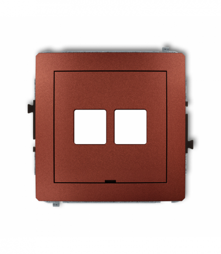 DECO Mechanizm gniazda multimedialnego podwójnego bez modułu, bez pola opisowego (standard Keystone) Brązowy metalik Karlik 9DGMBO-2P